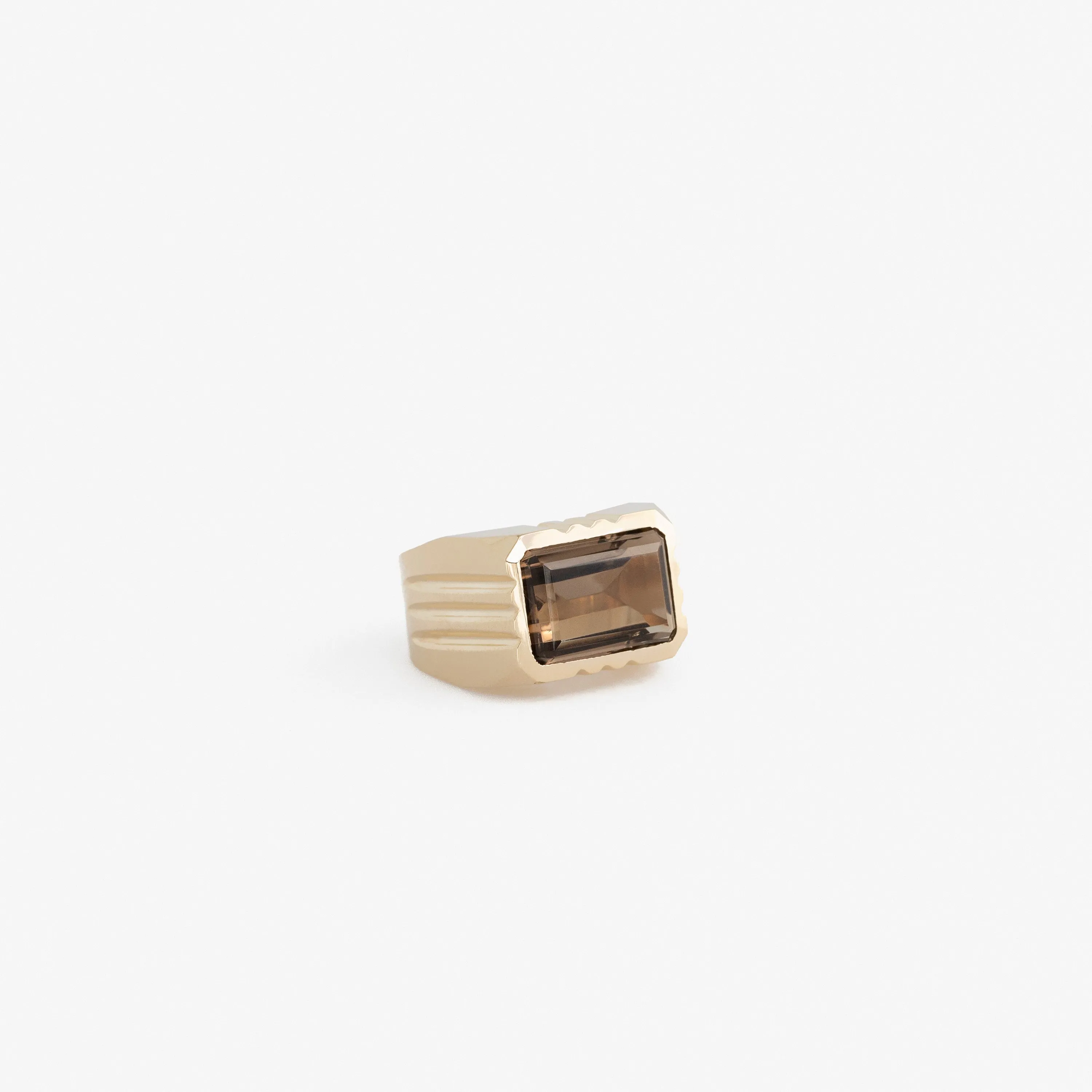 14Kt Gold Smoky Quartz Signet Ring