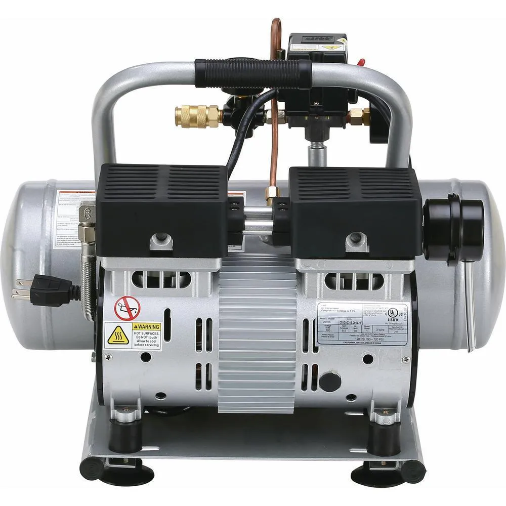 2.0 Gal. 1.0 HP Portable Electric Ultra Quiet, Oil-Free and Aluminum Air Tank Air Compressor with Nail Gun Kit