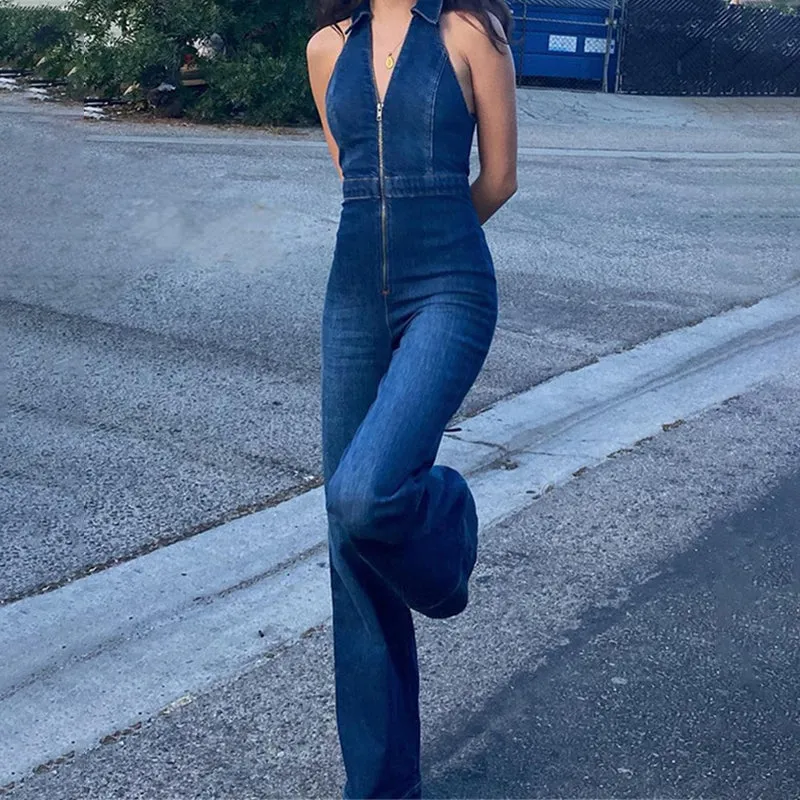 80s Vibe Sleeveless Top and Wide Leg Pants Overall Jumpsuit