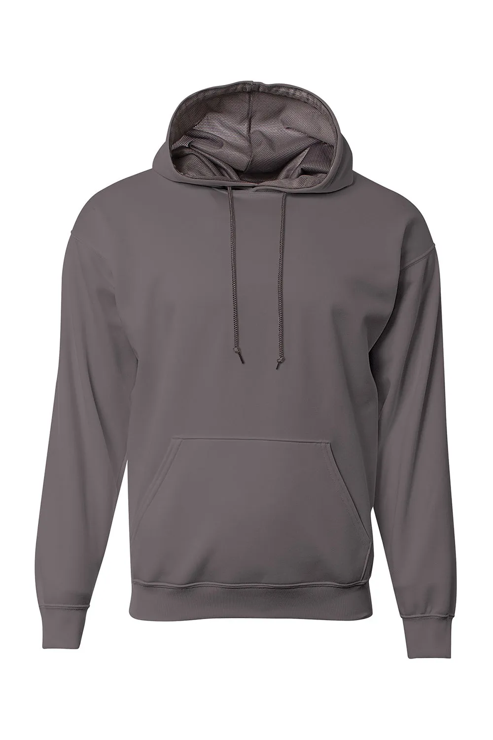 A4 Mens Sprint Tech Fleece Hooded Sweatshirt w/ Pouch Pocket - Graphite Grey