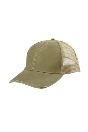 Adams Mens Distressed Ollie Adjustable Trucker Hat - Khaki/Tan