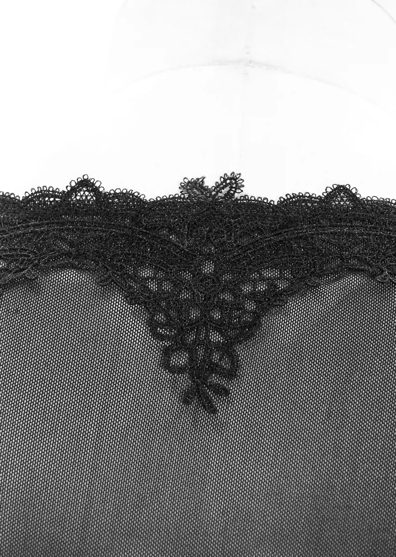 Asymmetrical Gothic Lace Dress with Silver Crosses / Romantic Long Sleeve Fringe Dress