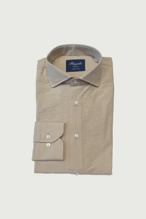 Beige Seersucker Cotton Shirt