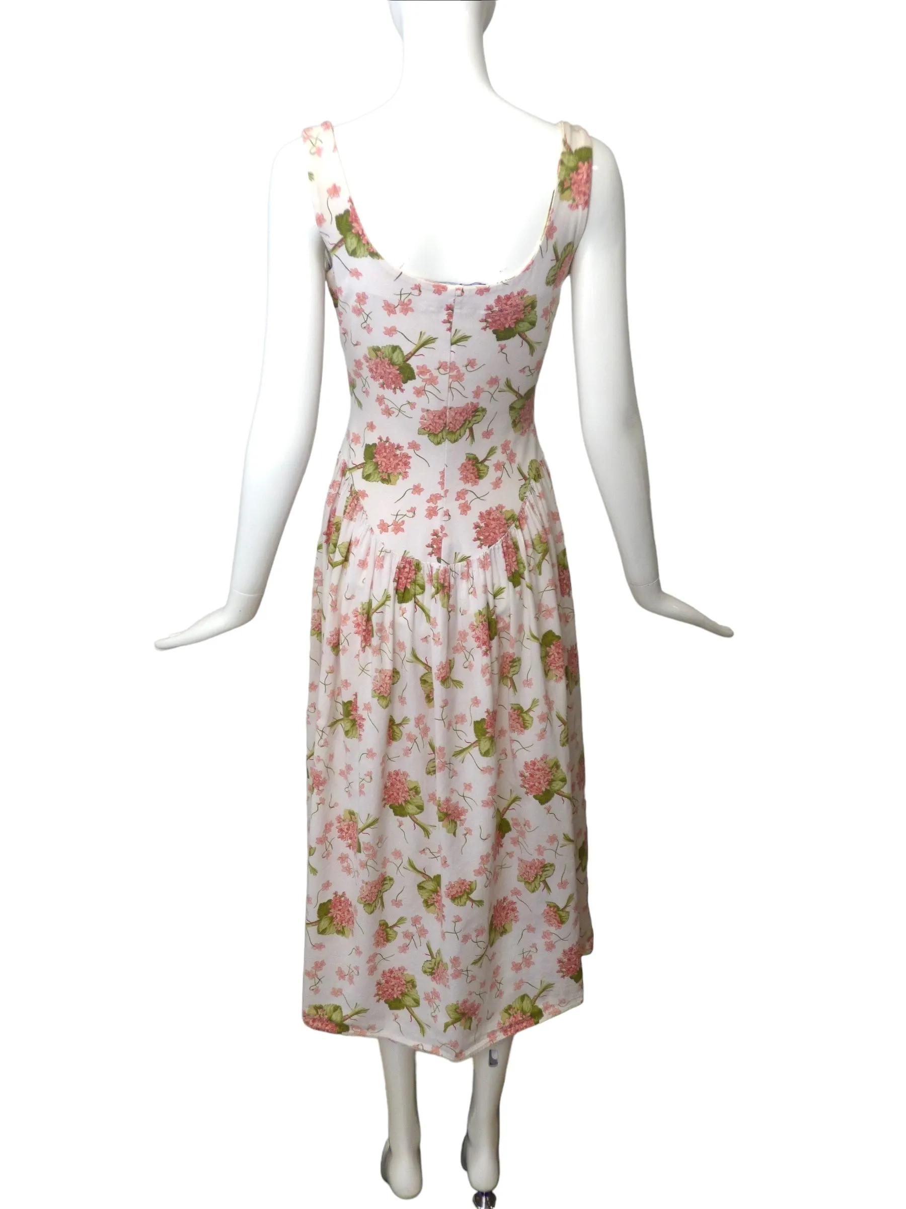 BETSEY JOHNSON- 1980s Cotton Floral Print Dress, Size 6