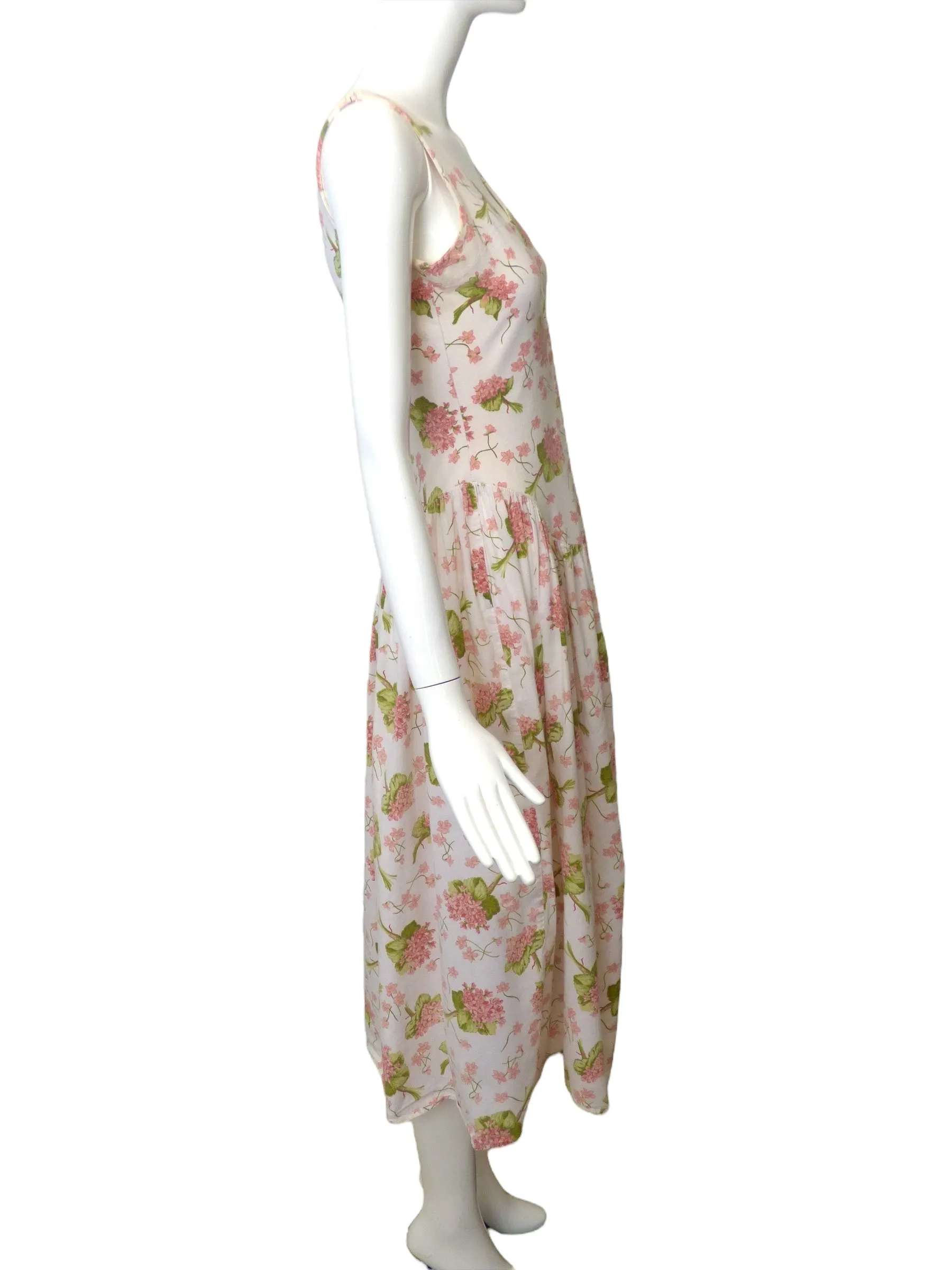 BETSEY JOHNSON- 1980s Cotton Floral Print Dress, Size 6