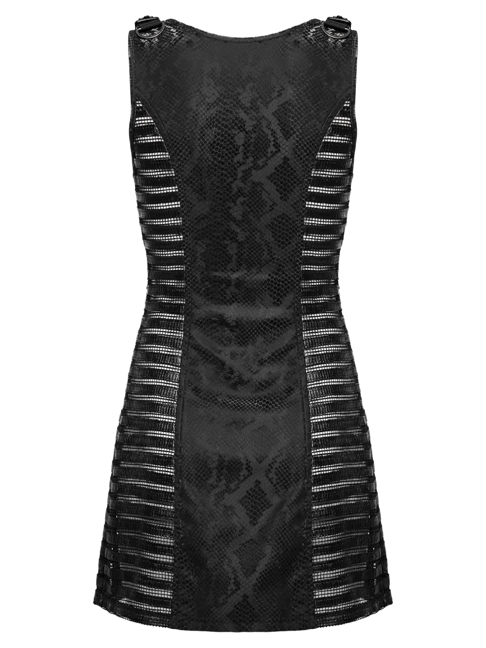 Black Snake Print Sleeveless Dress with Rhinestones