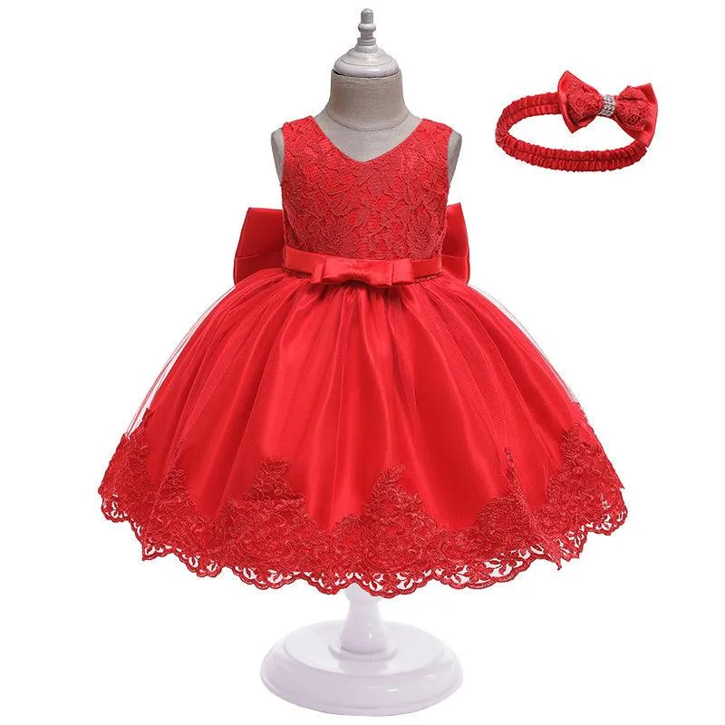 Classic children's bow lace dress
