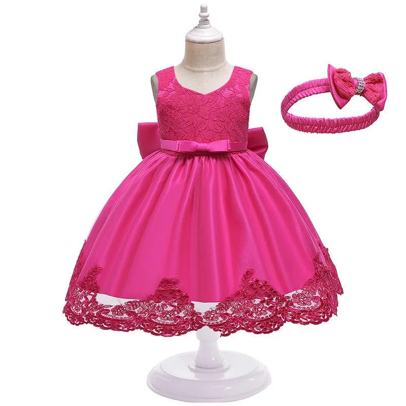 Classic children's bow lace dress