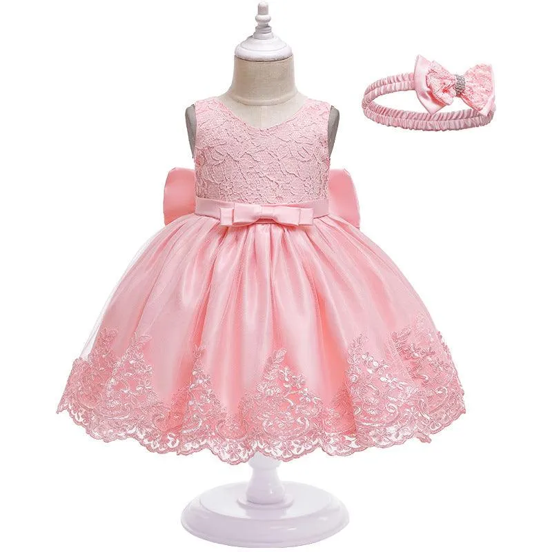 Classic children's bow lace dress