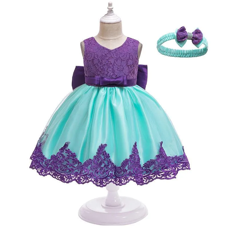 Classic children's bow lace dress