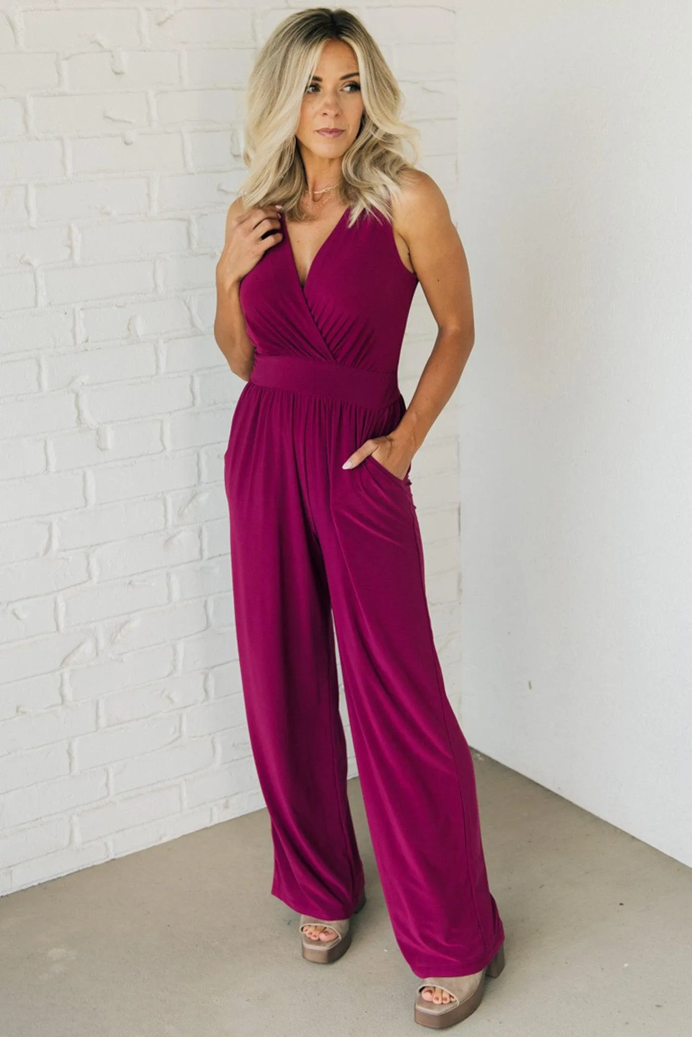 Crossover Wide Leg Jumpsuit