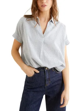 Cyrillus - Blouse Vareuse Seersuc - Blanc Clair Raye - Femme