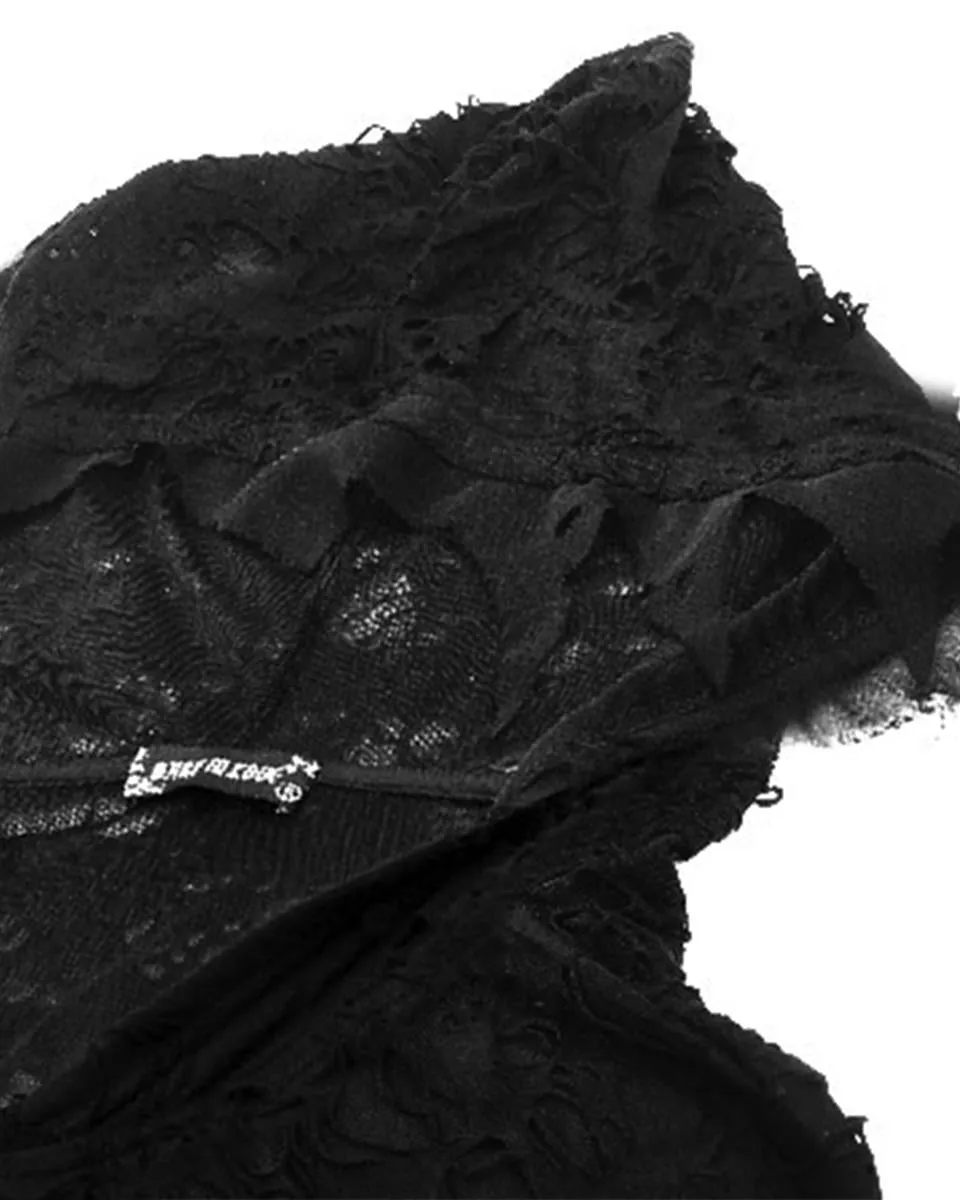 Dark In Love Apocalyptic Gothic Punk Broken Knit Hooded Bodycon Dress