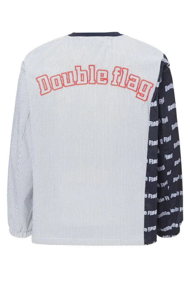 DF Navy Seersucker Mixed Round T-Shirt (DXTS2B312N3)