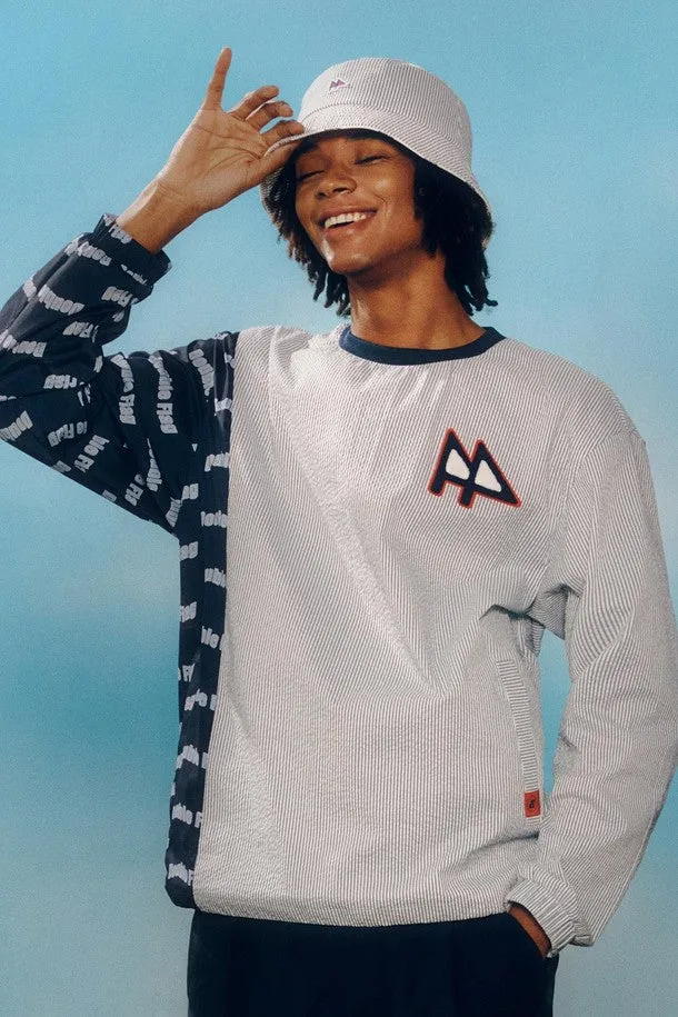 DF Navy Seersucker Mixed Round T-Shirt (DXTS2B312N3)