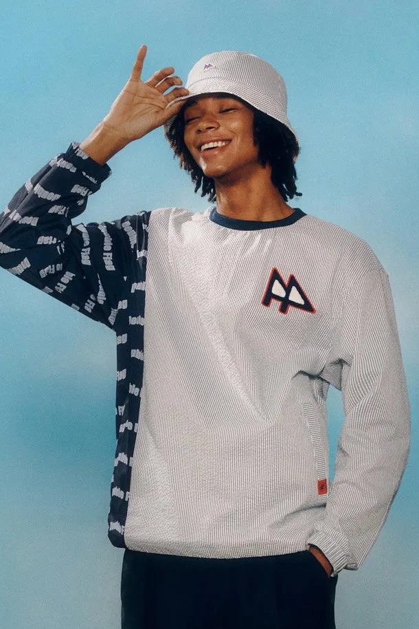 DF Navy Seersucker Mixed Round T-Shirt (DXTS2B312N3)