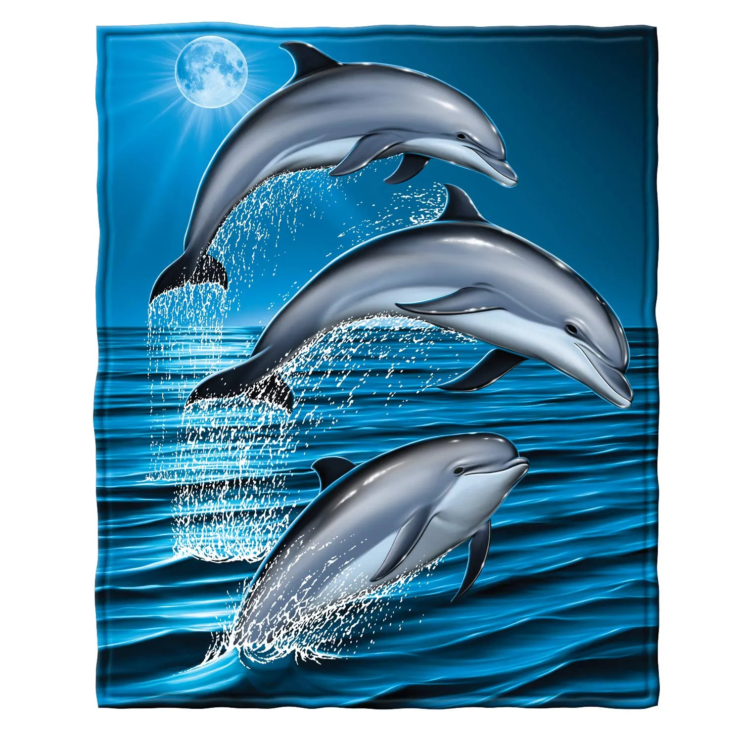 Dolphin Fleece Blanket For Bed, 75" X 90" Queen Size Dolphin Fleece Throw