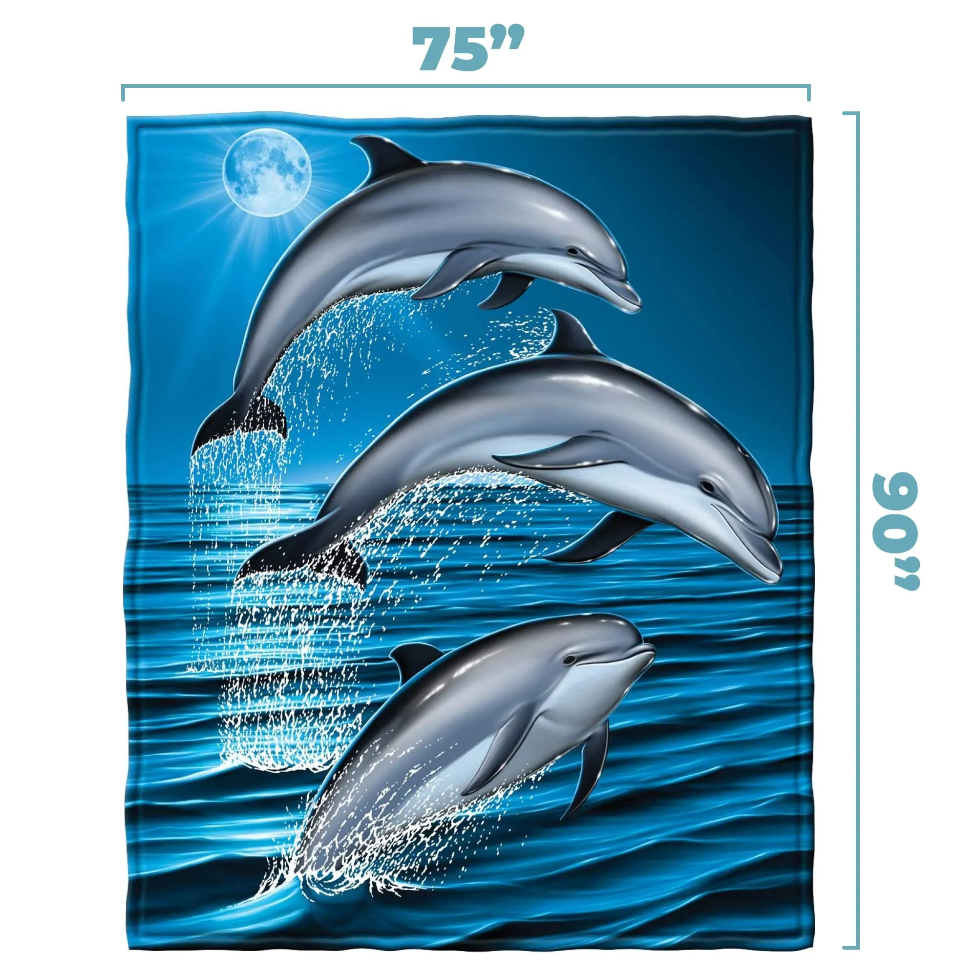 Dolphin Fleece Blanket For Bed, 75" X 90" Queen Size Dolphin Fleece Throw