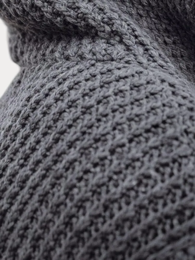Double-breasted Cardigan Hooded Knit Sweater
