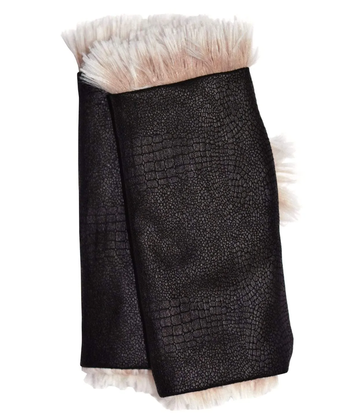 Fingerless / Driving Gloves - Vegan Leather Outback in Black with Assorted Faux Fur