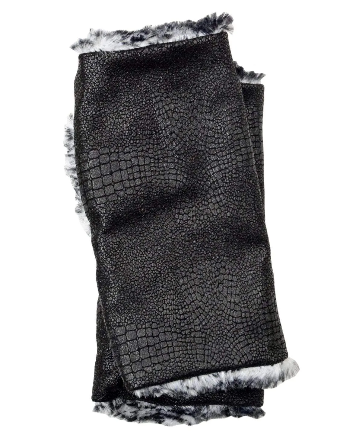 Fingerless / Driving Gloves - Vegan Leather Outback in Black with Assorted Faux Fur