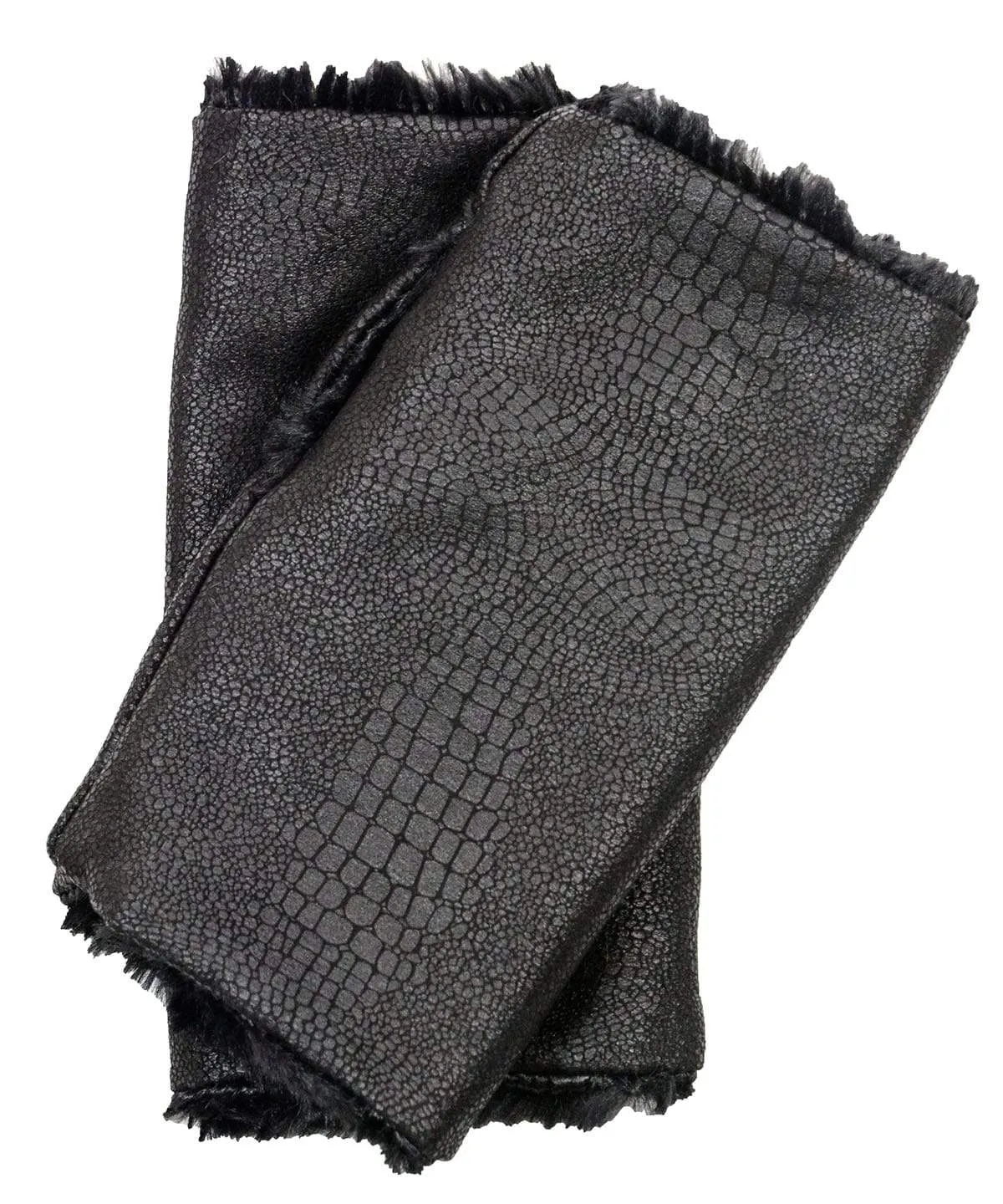Fingerless / Driving Gloves - Vegan Leather Outback in Black with Assorted Faux Fur