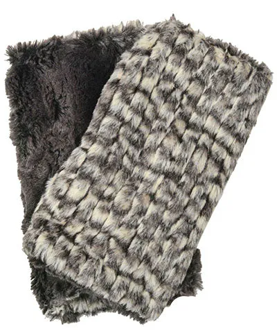 Fingerless / Texting Gloves, Reversible - Cobblestone in Brown/Cream Faux Fur (Sold Out!)