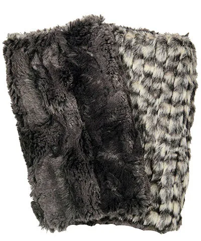 Fingerless / Texting Gloves, Reversible - Cobblestone in Brown/Cream Faux Fur (Sold Out!)