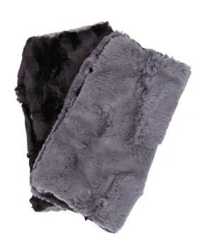 Fingerless / Texting Gloves, Reversible - Cuddly Faux Fur in Cool Gray