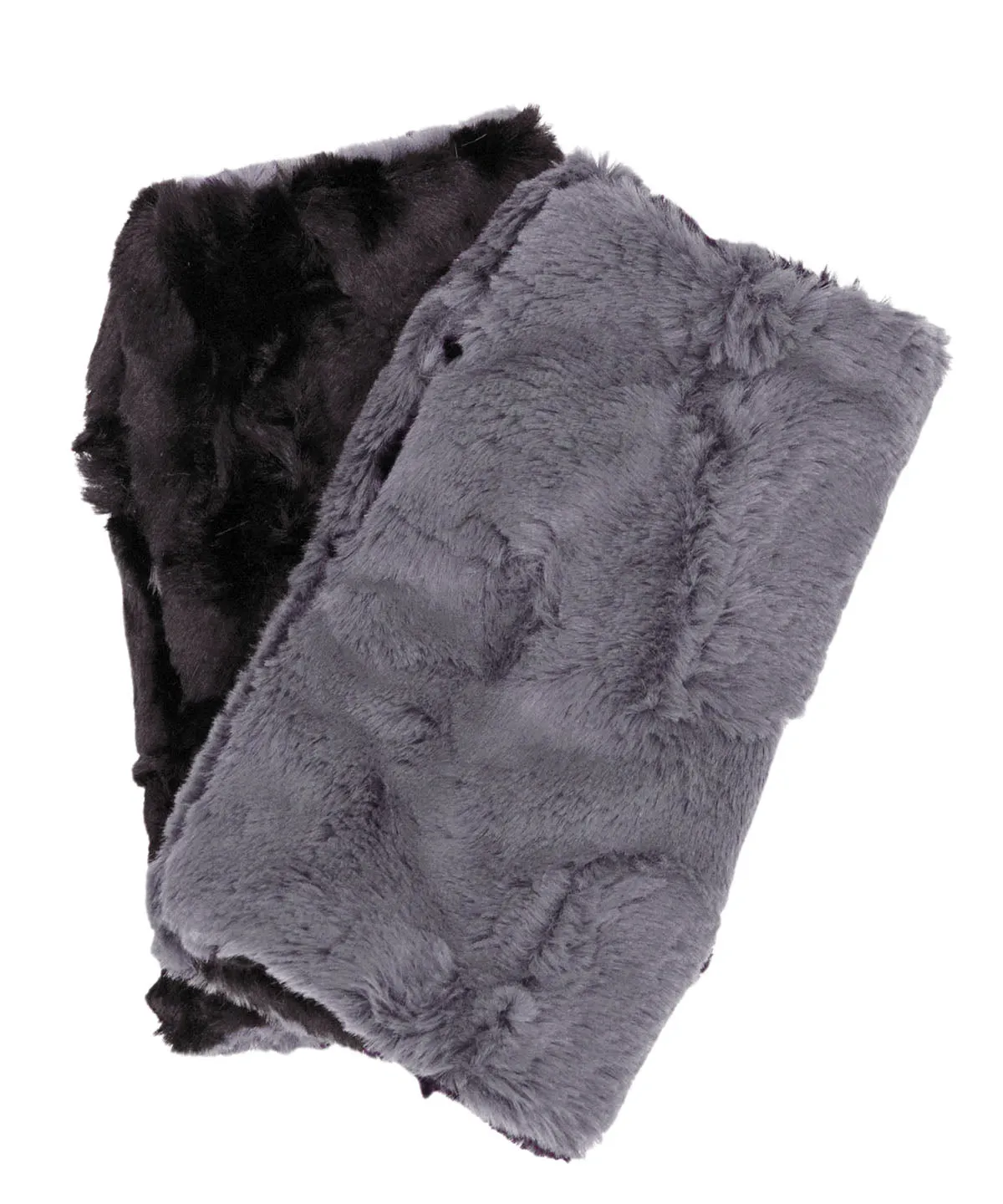 Fingerless / Texting Gloves, Reversible - Cuddly Faux Fur in Cool Gray