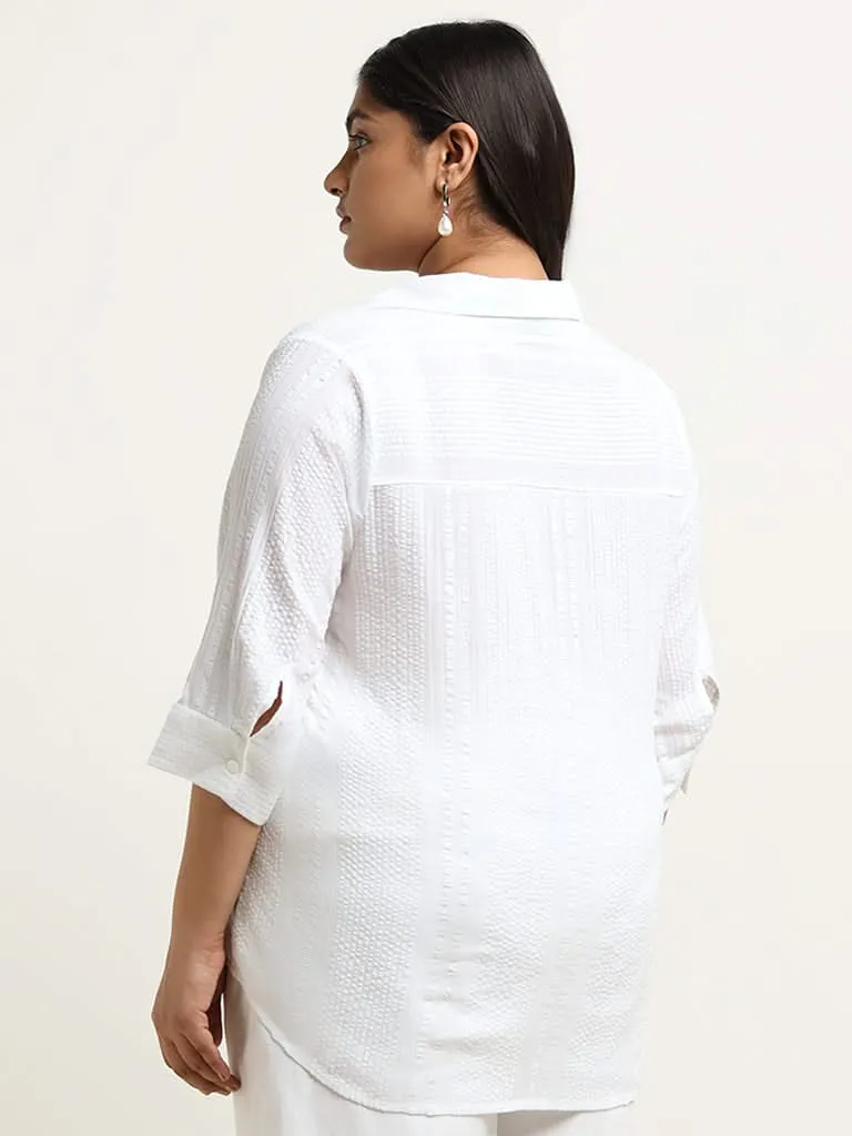 Gia White Seersucker Cotton Shirt