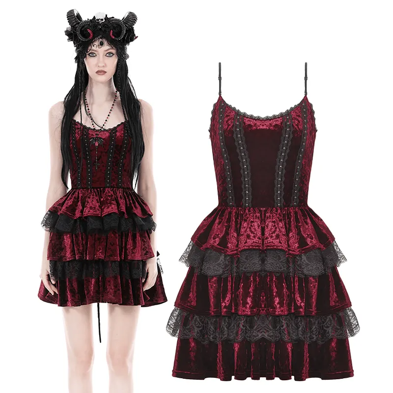 Gothic Layered Lace Dress - Elegant and Stylish