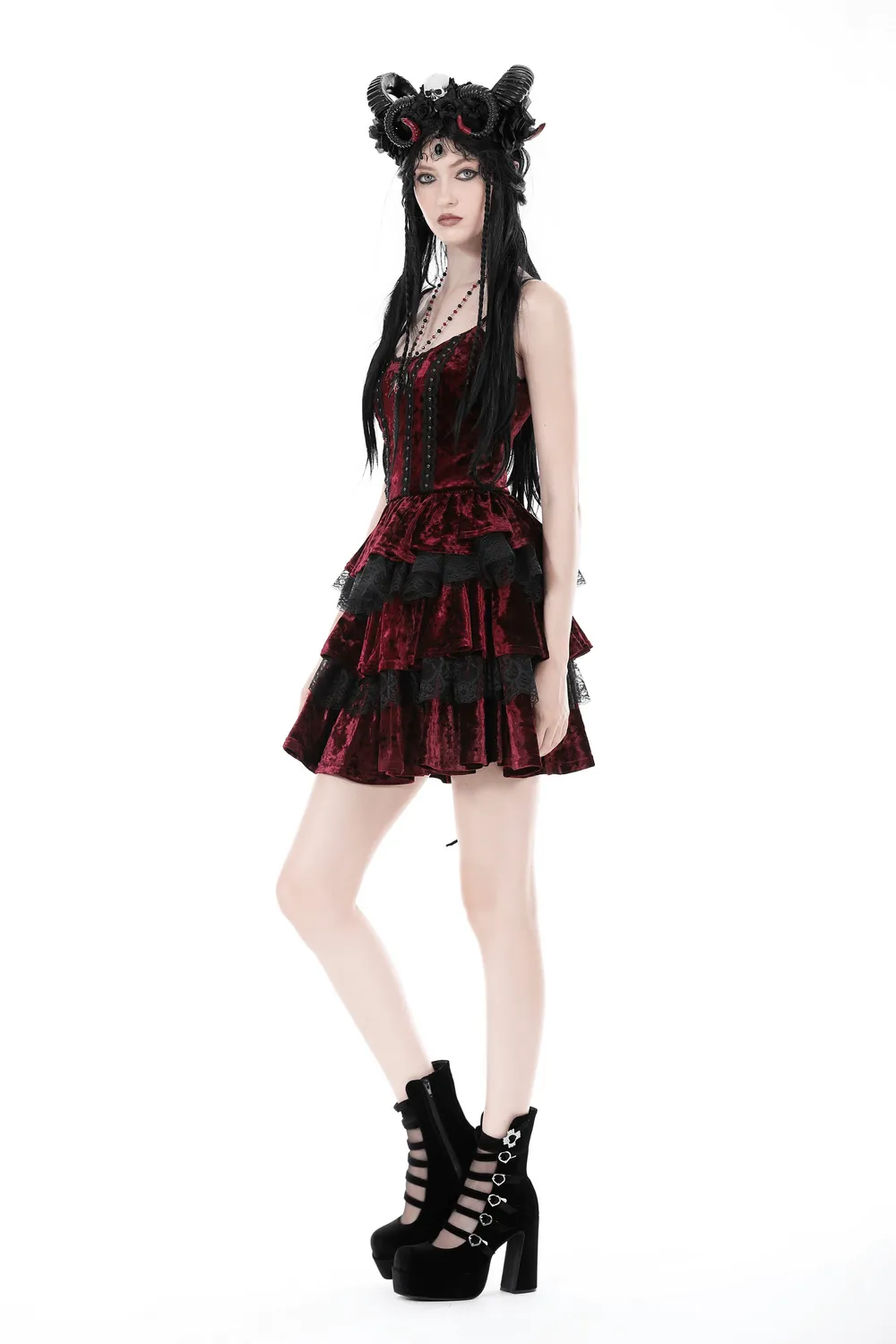 Gothic Layered Lace Dress - Elegant and Stylish