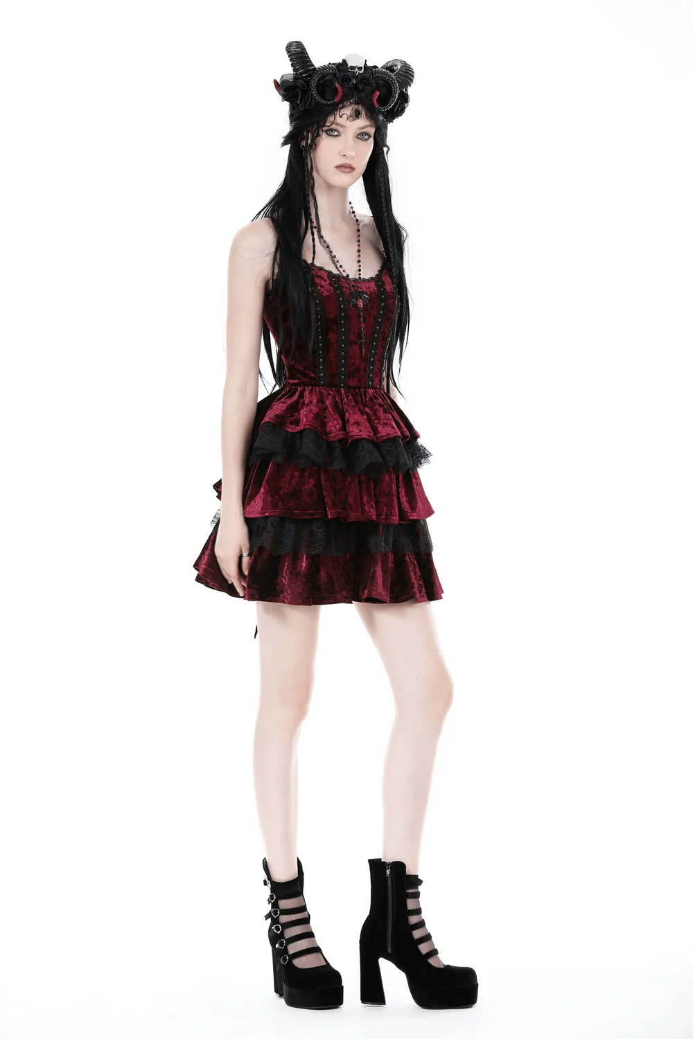 Gothic Layered Lace Dress - Elegant and Stylish