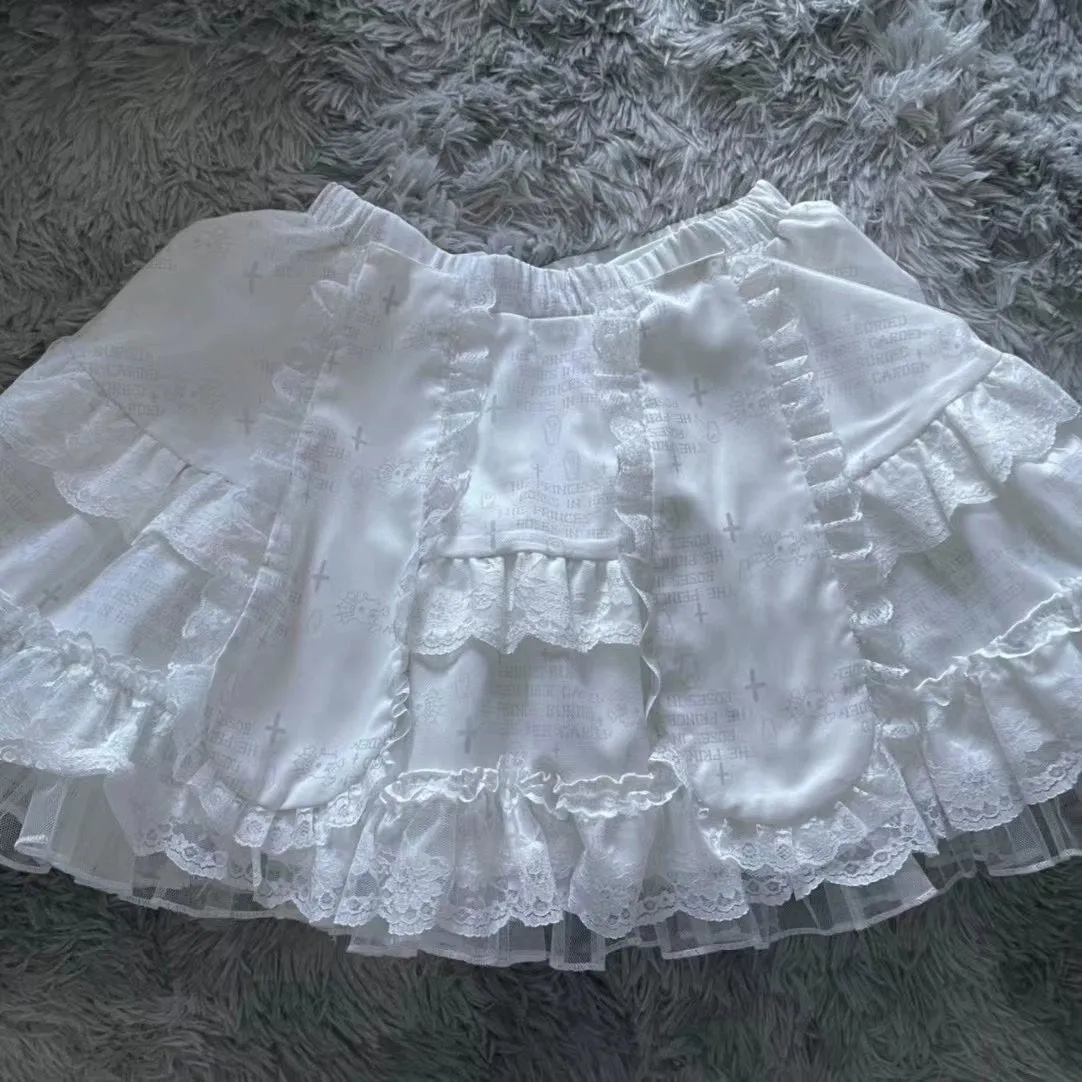Gothic Skirt Set Halter Top Puff Bunny Ears Skirt