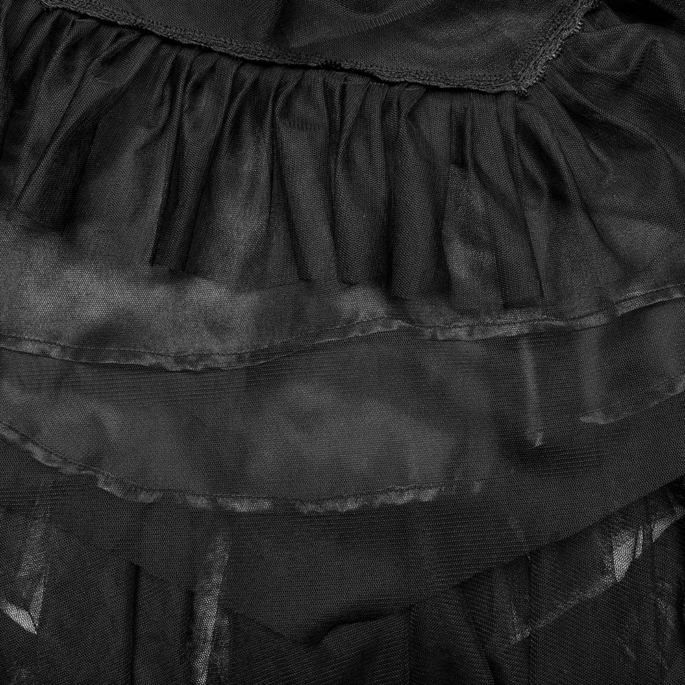 Gothic Tiered Tulle Ruffle Skirt with Accents