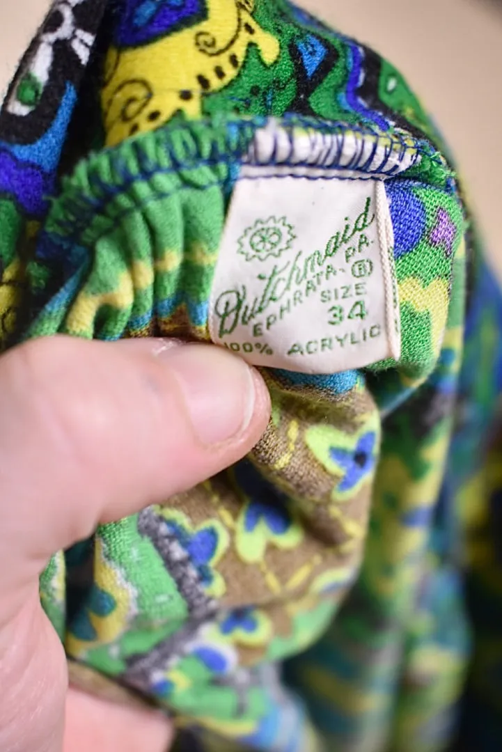 Green and Blue Stained Glass Print Maxi Skirt By Dutchmaid, XL