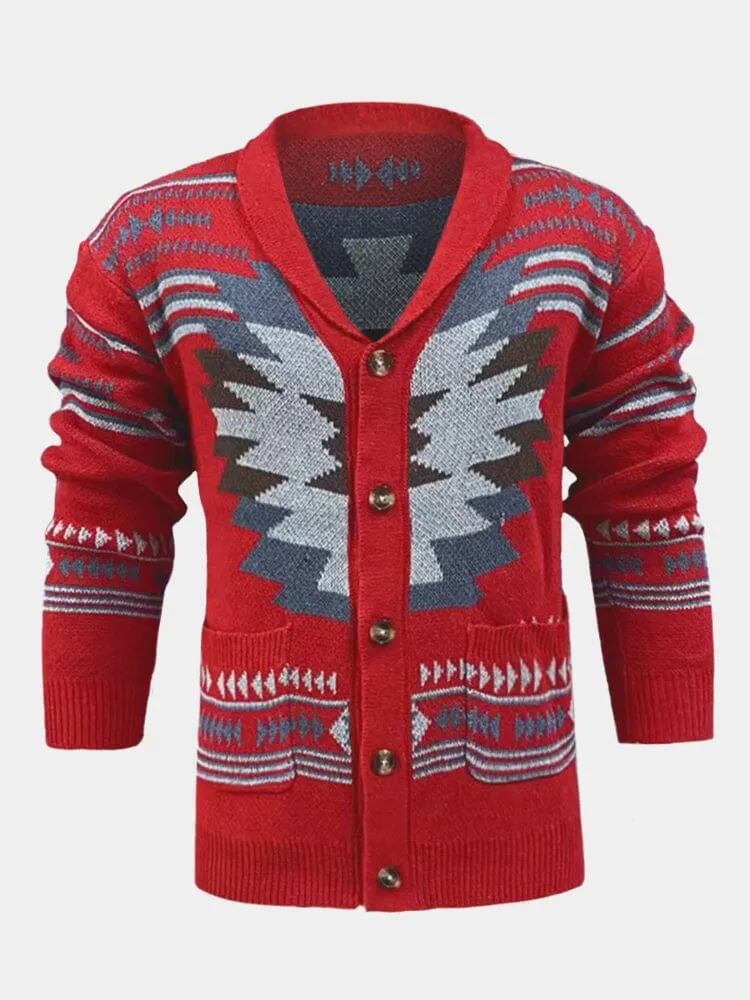 Jacquard Knit Cardigan Sweater Coat