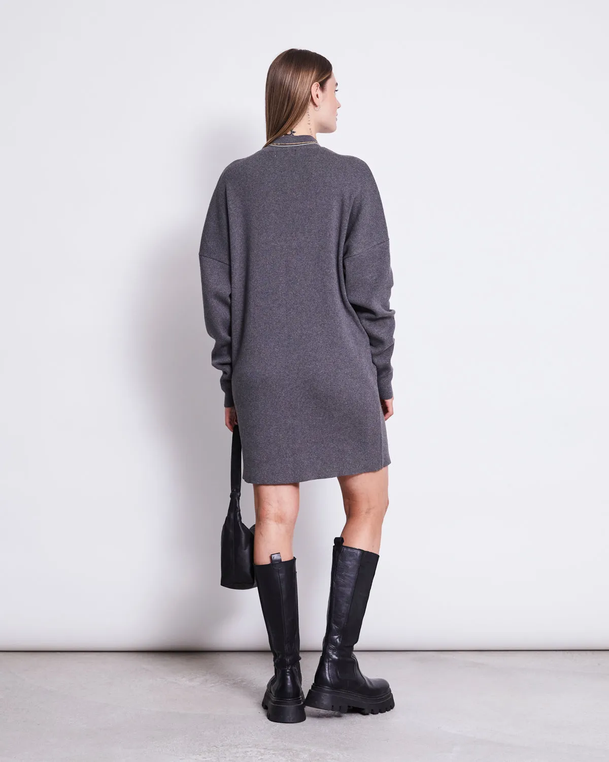 KNIT DRESS NUNA DARK GREY GOTS