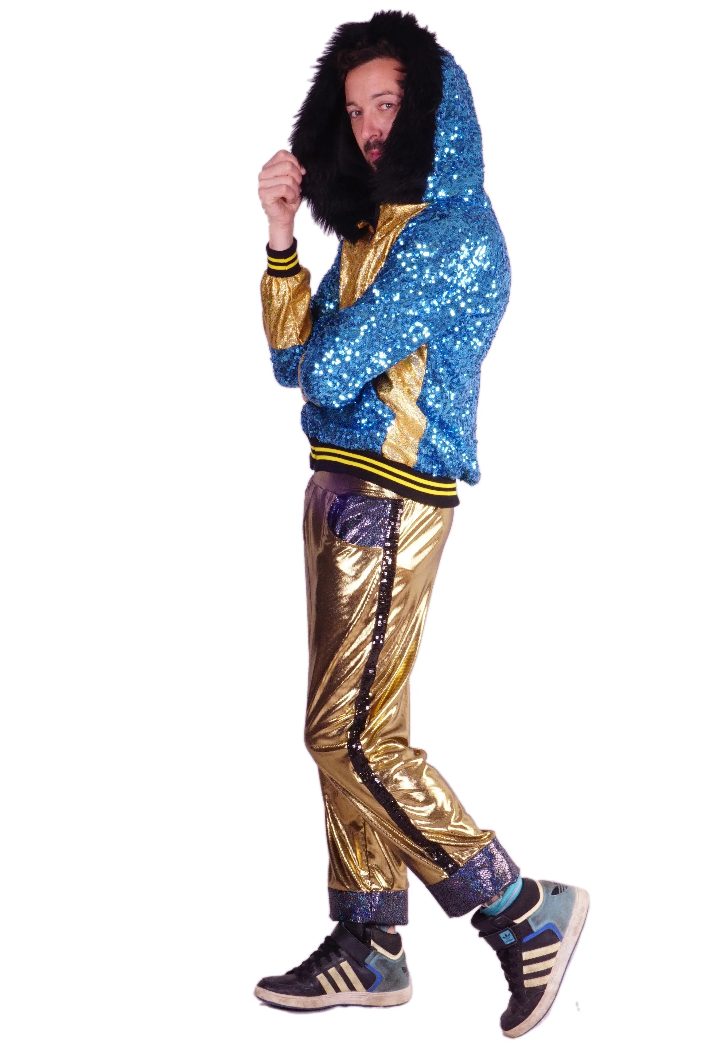 Last One Size (S) | Atlantis | Turquoise & Gold | Sequin Hoodie | Unisex | Vintaaage!