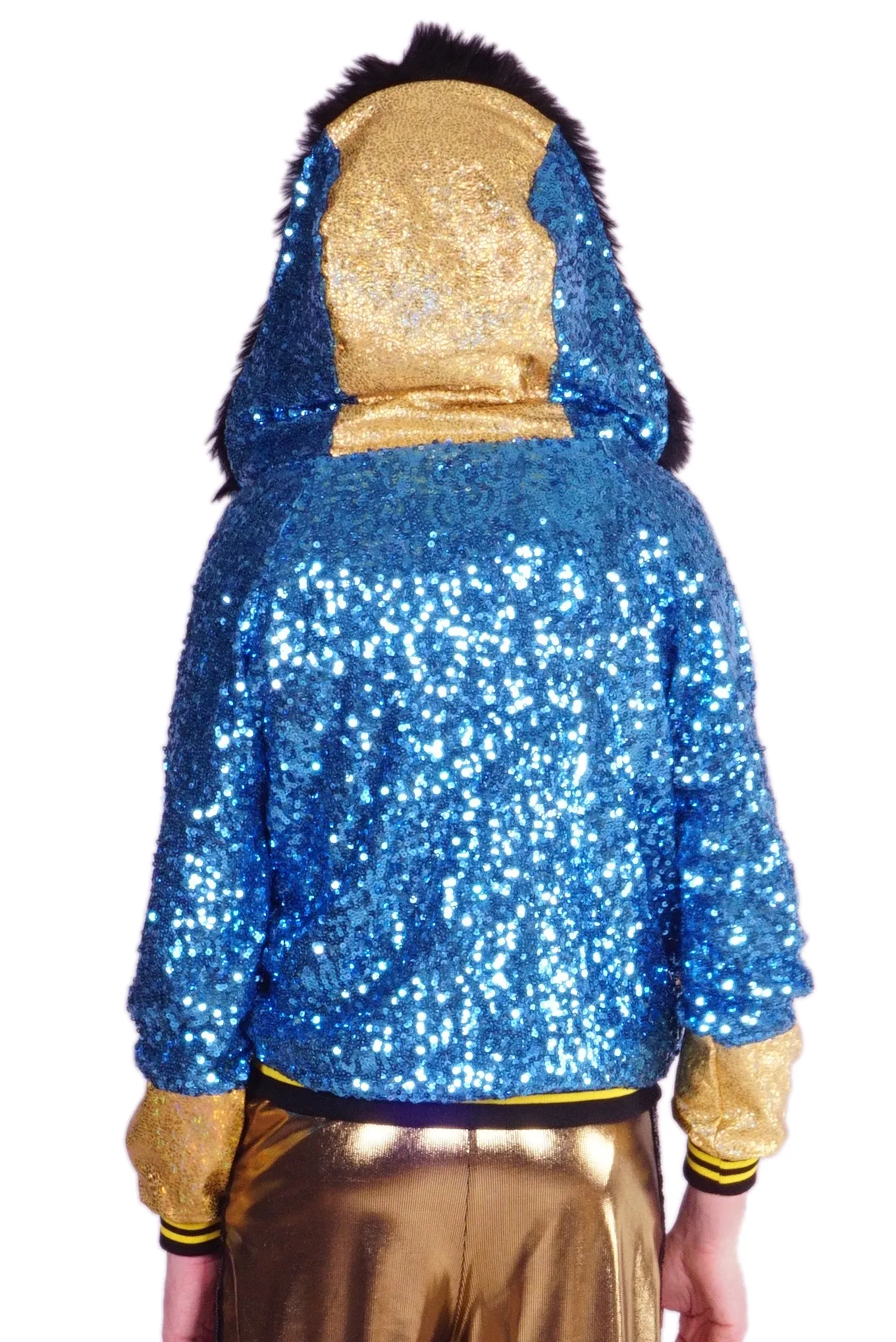 Last One Size (S) | Atlantis | Turquoise & Gold | Sequin Hoodie | Unisex | Vintaaage!