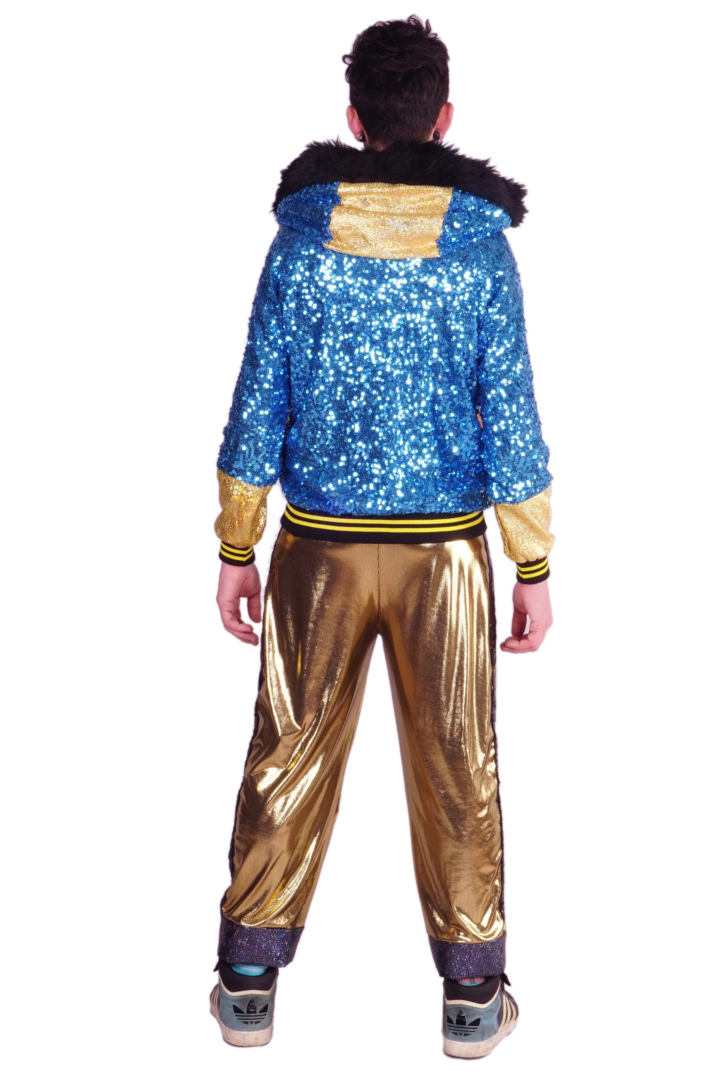 Last One Size (S) | Atlantis | Turquoise & Gold | Sequin Hoodie | Unisex | Vintaaage!