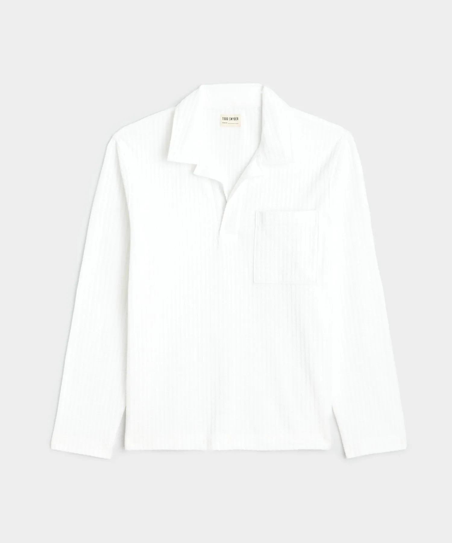Long-Sleeve Knit Seersucker Polo in New White