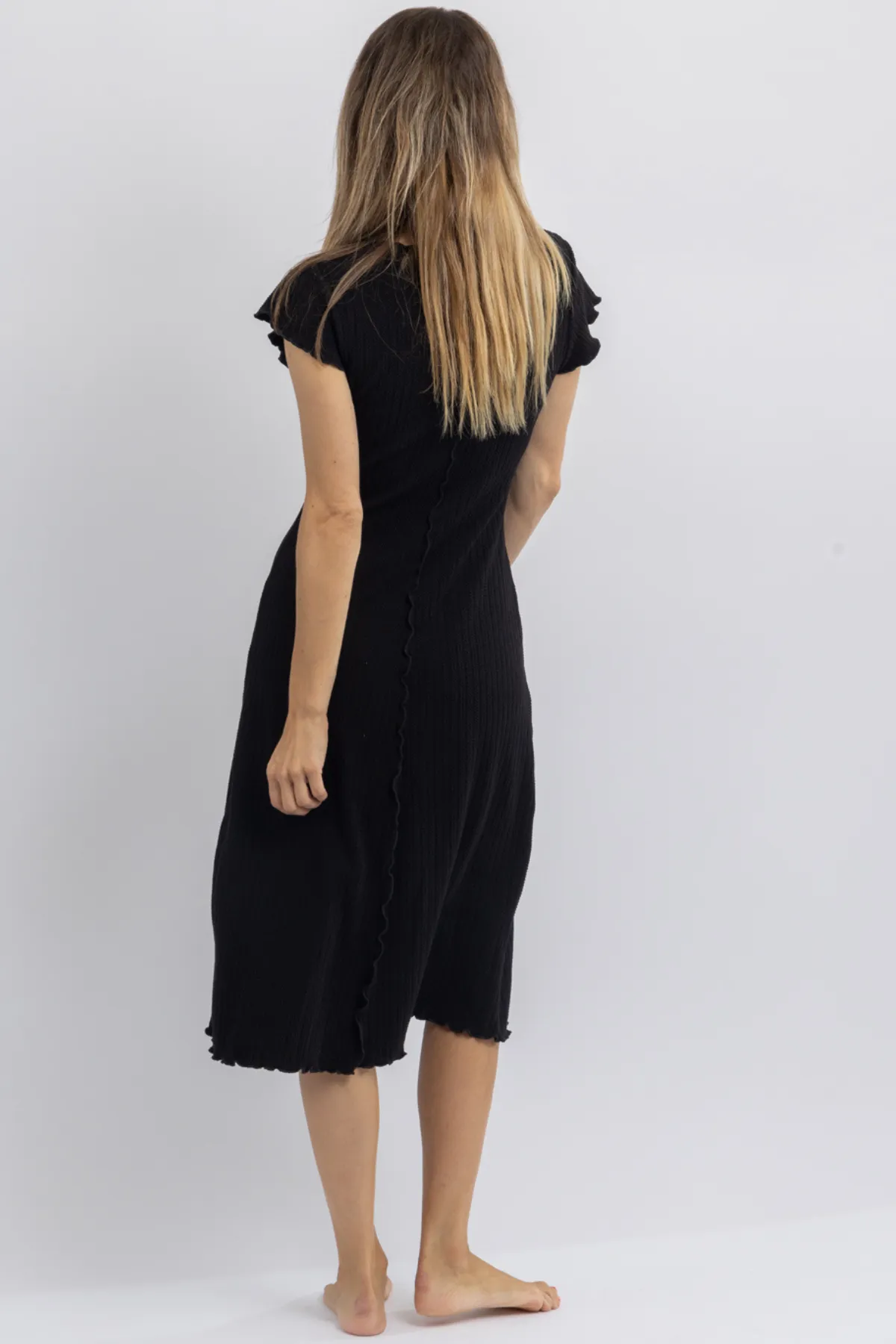 LULA BLACK MERROW EDGE MIDI DRESS *BACK IN STOCK*