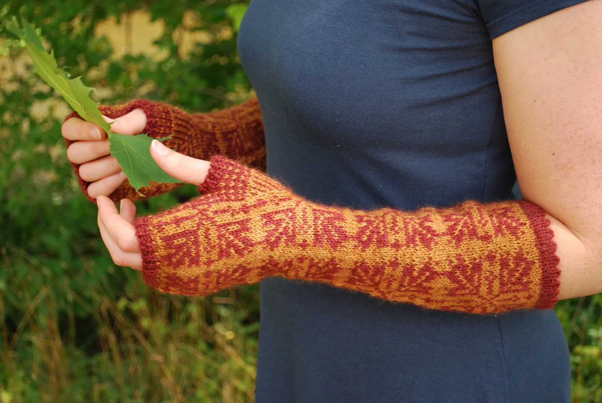 Maple Fall Fingerless Gloves Knitting Pattern (PDF) by Phibersmith Designs
