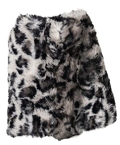 Men's Fingerless / Texting Gloves, Reversible - Luxury Faux Fur Savannah Cat in Gray