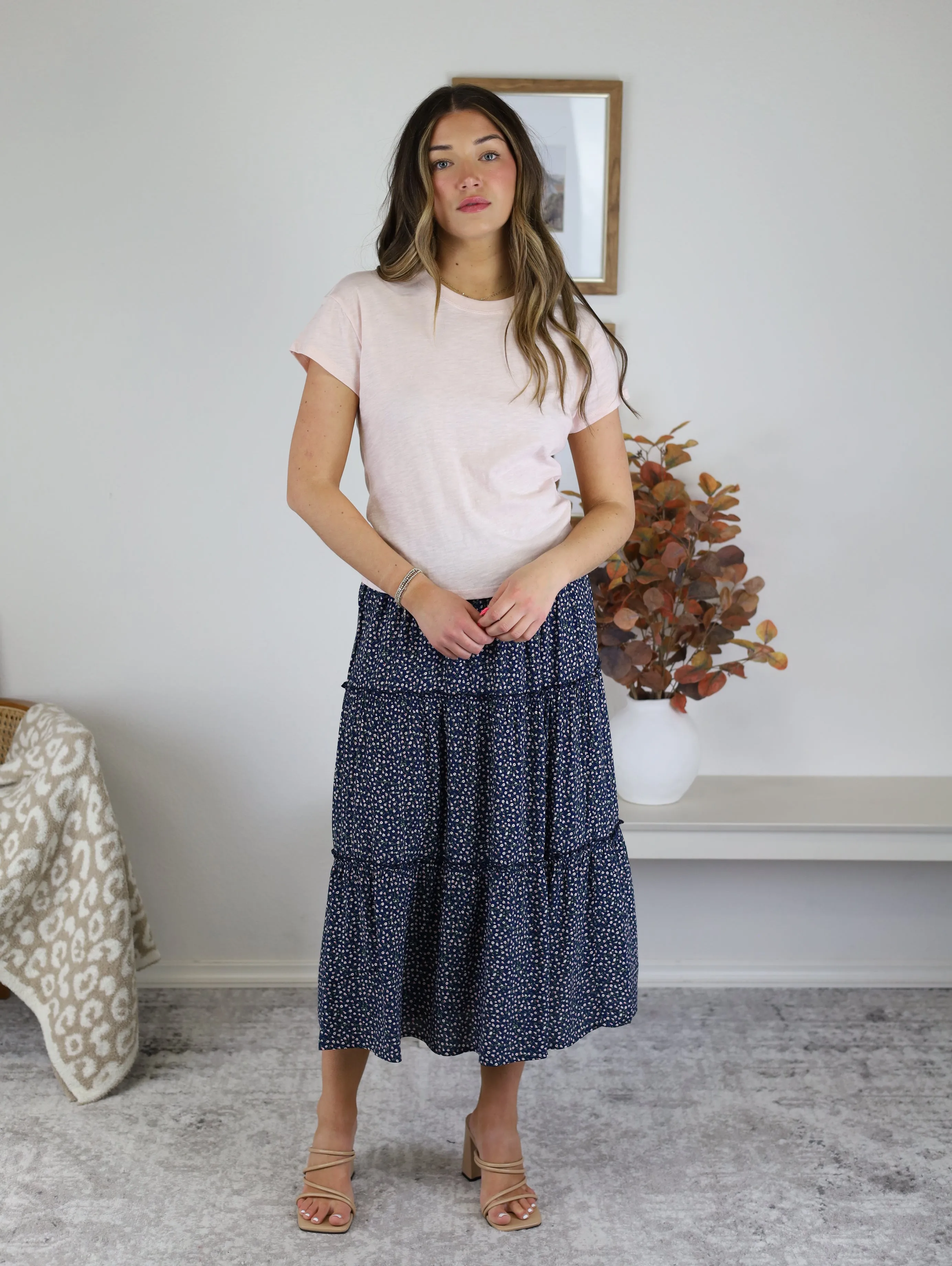 Morgan Floral Print Midi Skirt