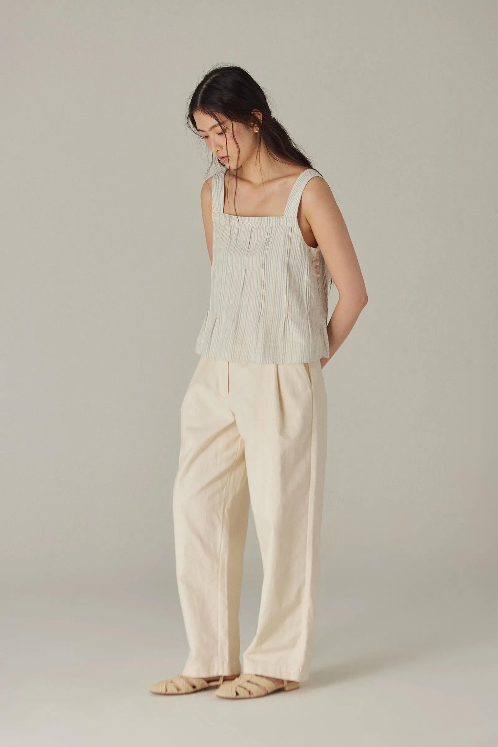 Odette Blouse -- Organic Cotton Seersucker