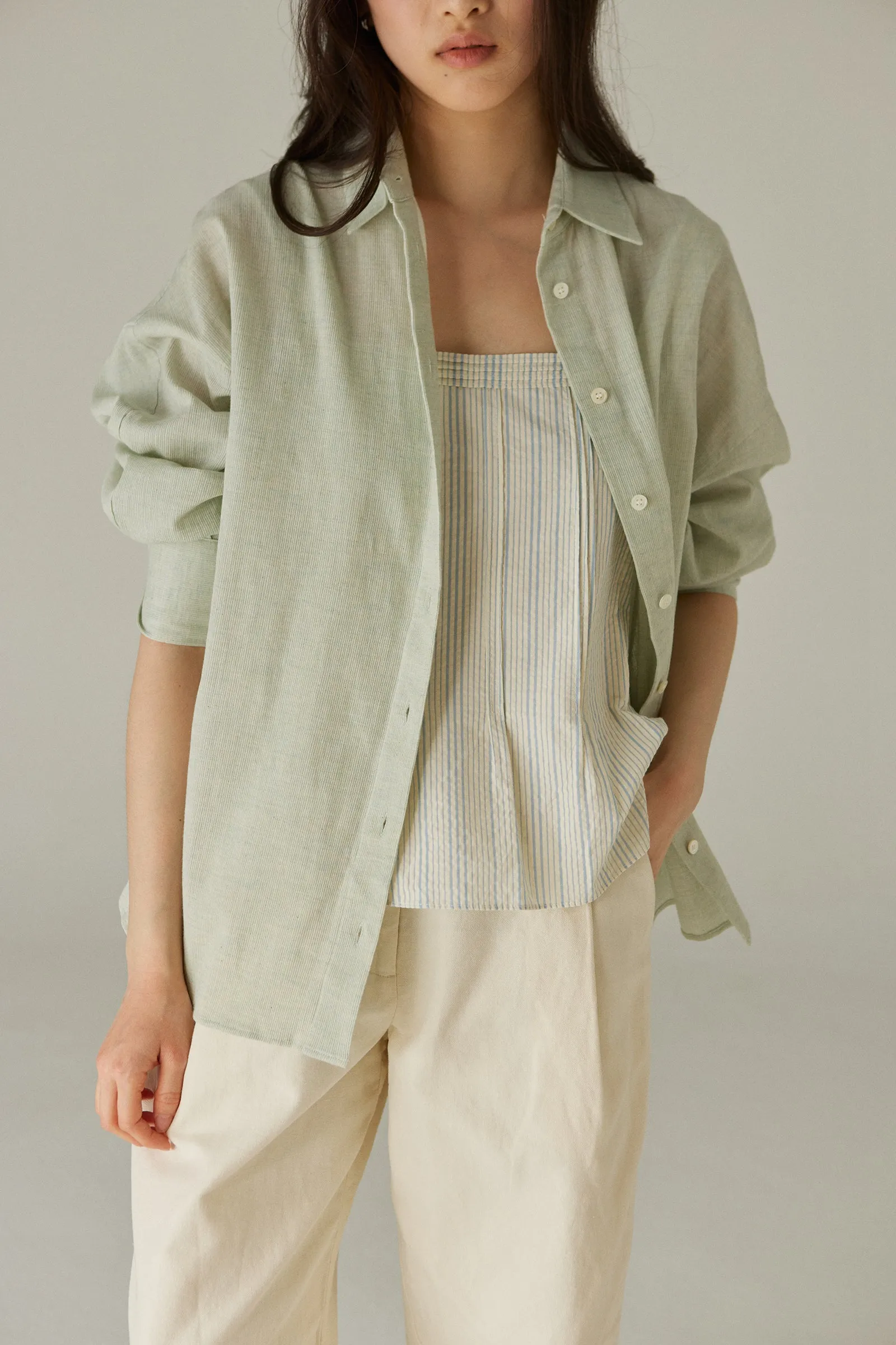 Odette Blouse -- Organic Cotton Seersucker