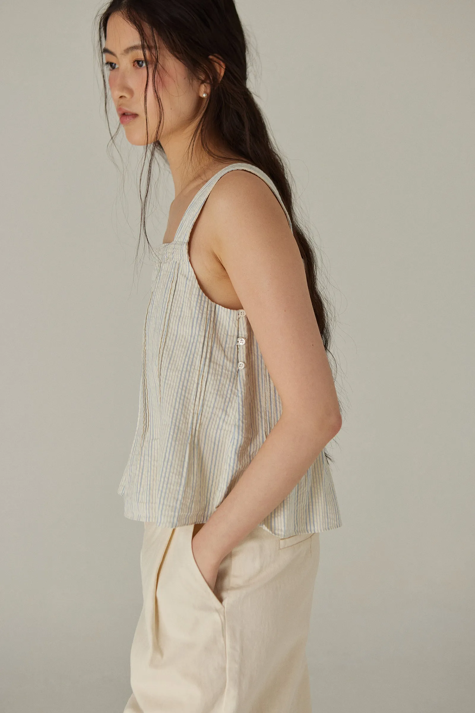 Odette Blouse -- Organic Cotton Seersucker
